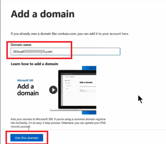 Adding subdomain in Microsoft 365 Admin Center