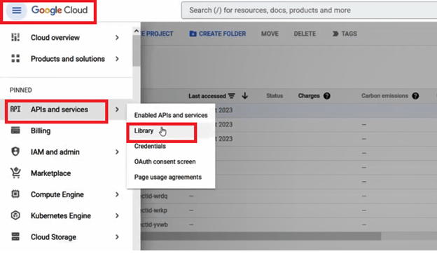 Enable APIs and Services in Google Cloud Console