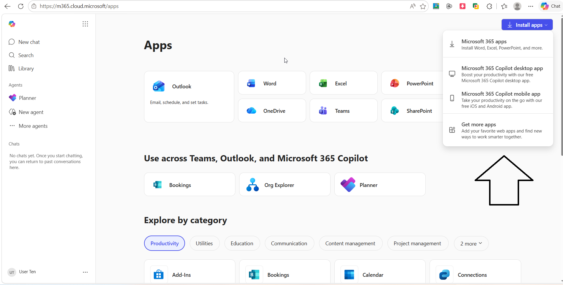 Microsoft 365 app install page on office.com
