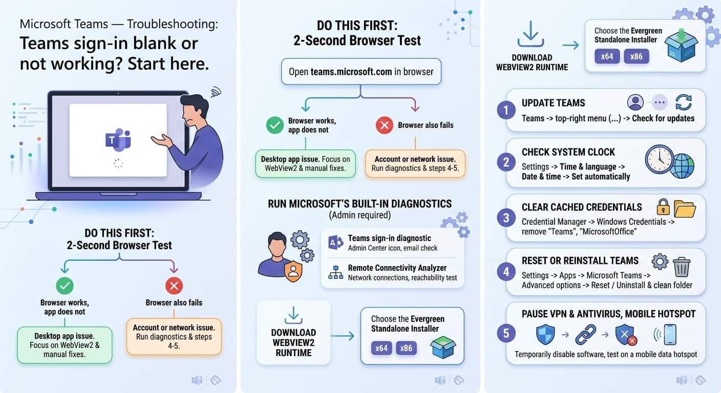 Microsoft Teams blank sign-in window