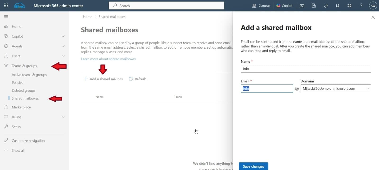 Creating a shared mailbox in the Microsoft 365 admin center