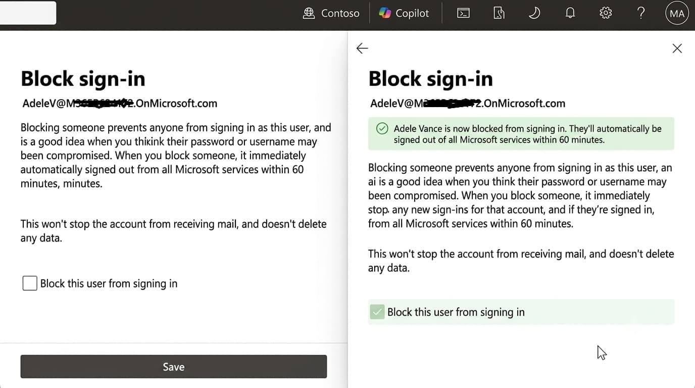 Block sign in confirmation toggle on the user's account page
