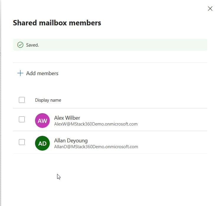 Adding members to a shared mailbox