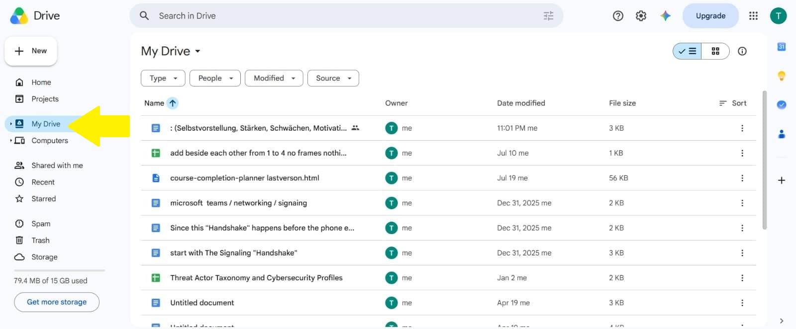 Google Drive file open with the share icon highlighted at the top right